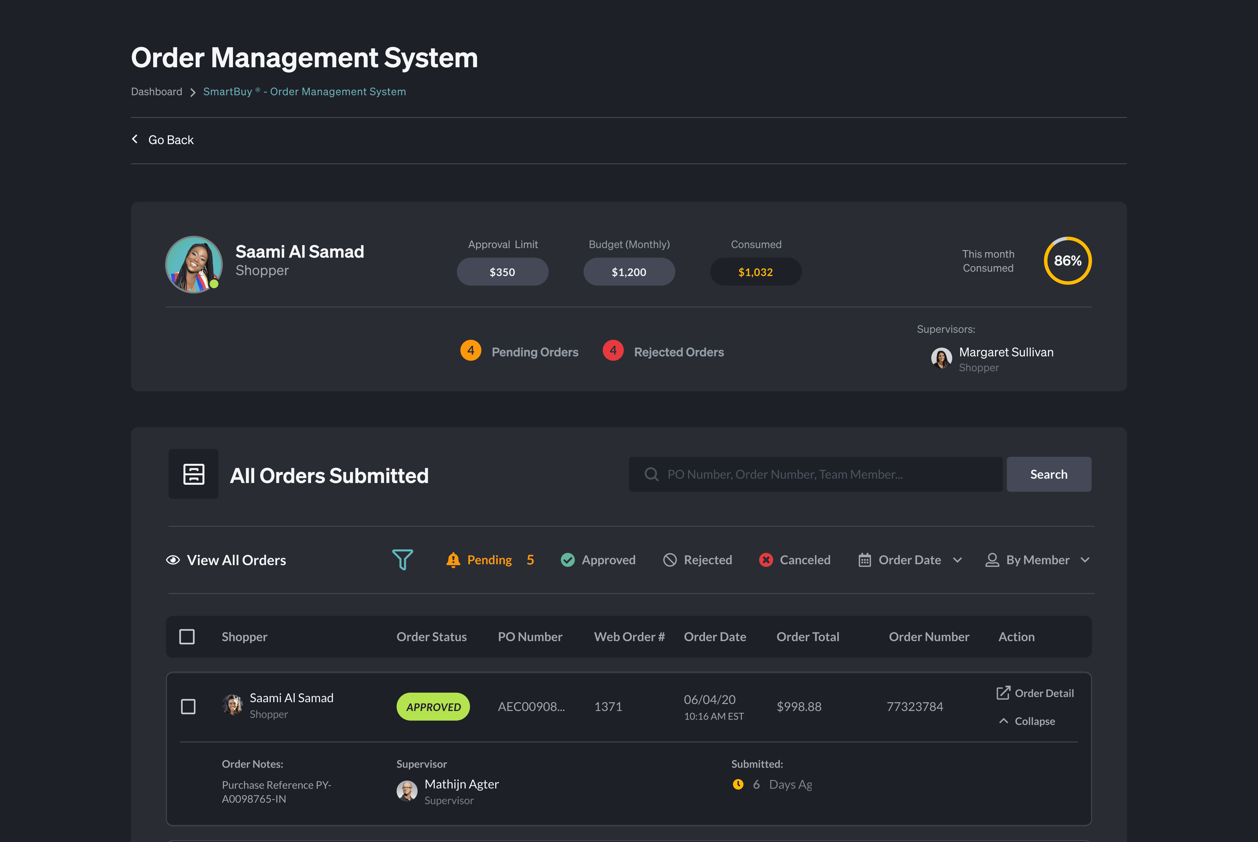 Order management system automation interface